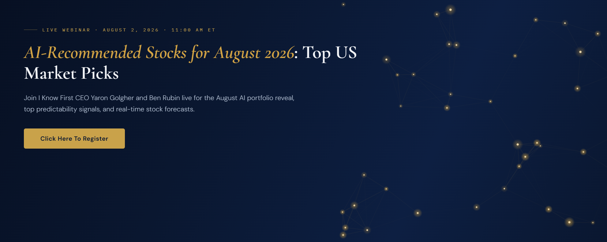 [LIVE Webinar] AI-Recommended Stocks for August 2026: Top US Market Picks | Sunday August 2nd at 11:00 AM ET